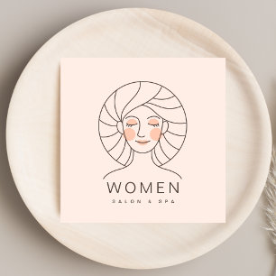 Feminine Girly Rosa Hair stylist Salon Fyrkantigt Visitkort