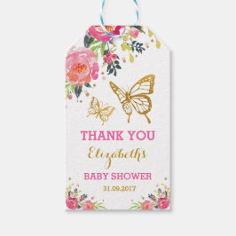 Feminine Guld Butterfly Shock rosa Vattenfärgad Bl Presentetikett