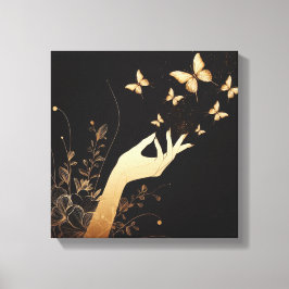 Feminine Hand Releasing Butterflies Art Canvastryck
