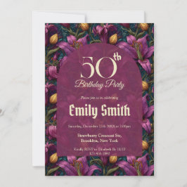 Feminine Lilies Sparkle Surprise Birthday Inbjudningar