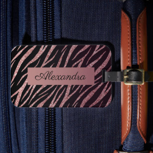Feminine Luxury Black Ro Guld Classy Zebra tryck Bagagebricka