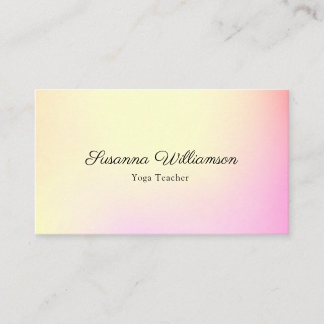 Feminine Pastel Rosa Gult Ombre Yoga Teacher Visitkort (Framsida)