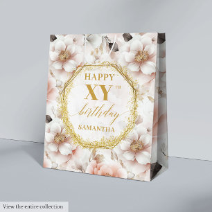 Feminine Pastel Rosa Rustic Guld Birthday Gift-blo