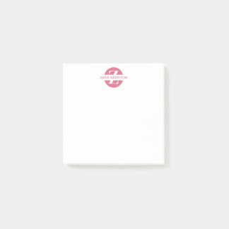 Feminine Pink Circle Name Business Monogram Post-it Block
