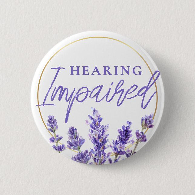 Feminine Purple Lavender Floral Hearing Impaired Knapp (Framsida)