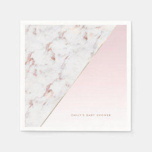 Feminine Ro Guld Marble och Rosa Färg Block Pappersservett
