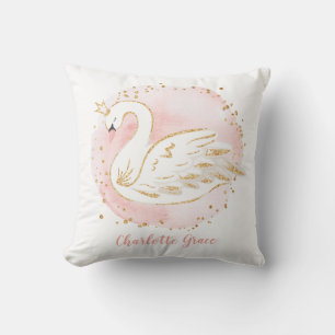 Feminine Rosa Svan Princess Nursery Dekoration Kudde