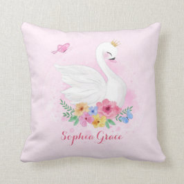 Feminine Rosa Svan Princess Nursery Dekoration Kudde