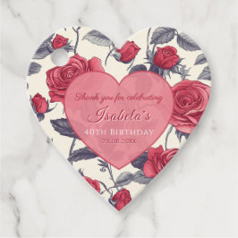 Feminine Rose Themed Spring Birthday Gåvor Etiketter