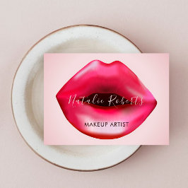 Feminine Shock rosa Läppar Makeup Artist Beauty Visitkort