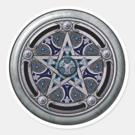 Feminine Silver Pagan Pentacle Runt Klistermärke