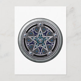 Feminine Silver Pagan Pentacle Vykort