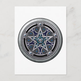 Feminine Silver Pagan Pentacle Vykort