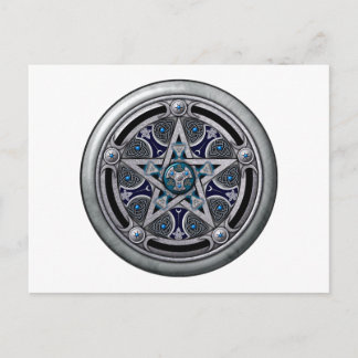 Feminine Silver Pagan Pentacle Vykort