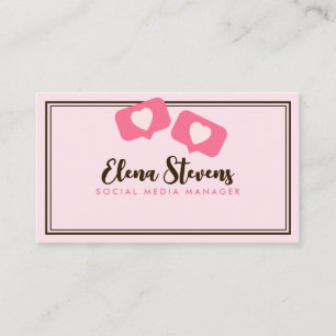 Feminine Social Rosa Script Text QR-kod Visitkort