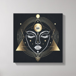Feminine Third Eye with Golden Geometry Canvastryck