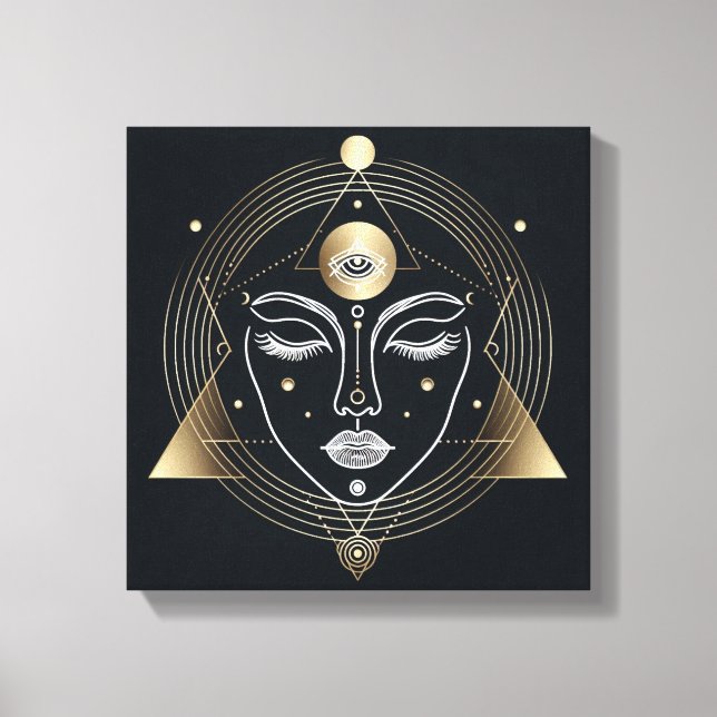 Feminine Third Eye with Golden Geometry Canvastryck (Framsida)