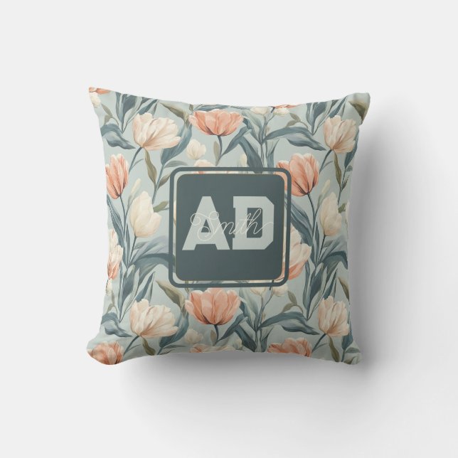 Feminine Tulip Flower Birthday Party Kudde (Framsida)