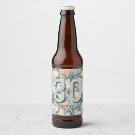 Feminine Tulip Themed 40Th Birthday Ölflaska Etikett