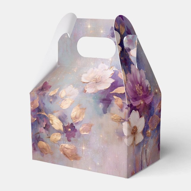 Feminine White Glam Guld Lila Blommigt Presentaskar (Framsidan Sidan)