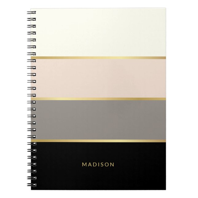 Feminine Wide Rand med ditt namn eller Monogram Anteckningsbok (Framsidan)