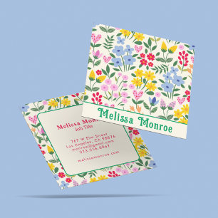 Femininfärgad Blommigt hjärnar minimalistisk Fyrkantigt Visitkort