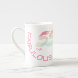 Feminint 55-årsdag Regnbåge Vattenfärg Typografi Benporslin Mugg