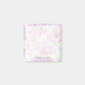 Feminint akvafärg rosa blommigt post-it block