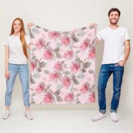 Feminint baby rosa vitt blommönster fleecefilt