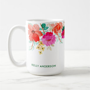 Feminint botaniskt trendigt blomsterdekalmönster kaffemugg