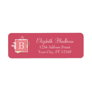 Feminint Chic Blommig Monogrammerad Returadress Etikett