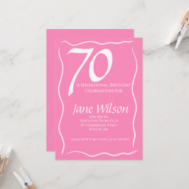 Feminint elegant rosa skript 70-årsfirande inbjudningar