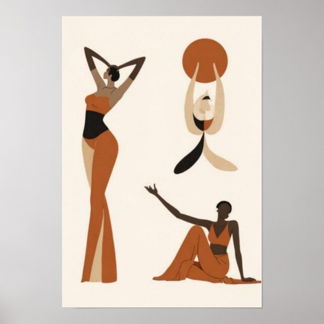 Feminint flöde | Modern abstrakt kvinnlig figur vä Poster (Framsidan)