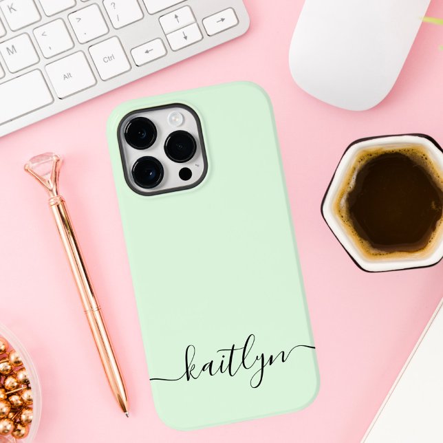 Feminint Grönt Monogram Modernt Skript Personligt (Skapare uppladdad)