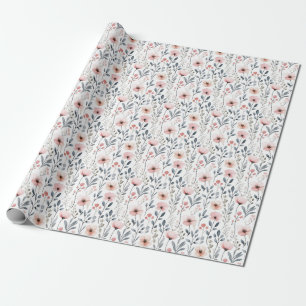 Feminint lantligt blommotiv presentpapper