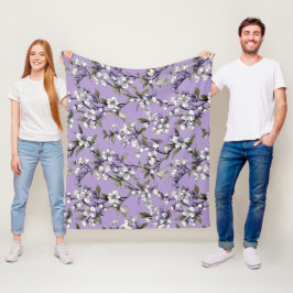 Feminint lavendel-lila blom-mönster fleecefilt