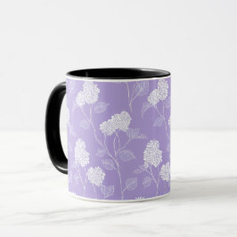 Feminint lavendel syrenblomma blommönster mugg