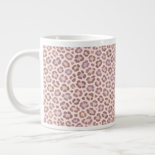 Feminint Leopardmönster Jumbo Mugg (Vänster)