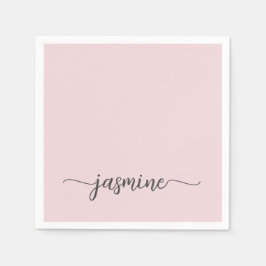 Feminint minimalistisk enkelt rosafärgat monogram  pappersservett