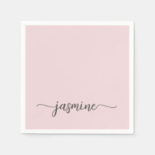 Feminint minimalistisk enkelt rosafärgat monogram  pappersservett