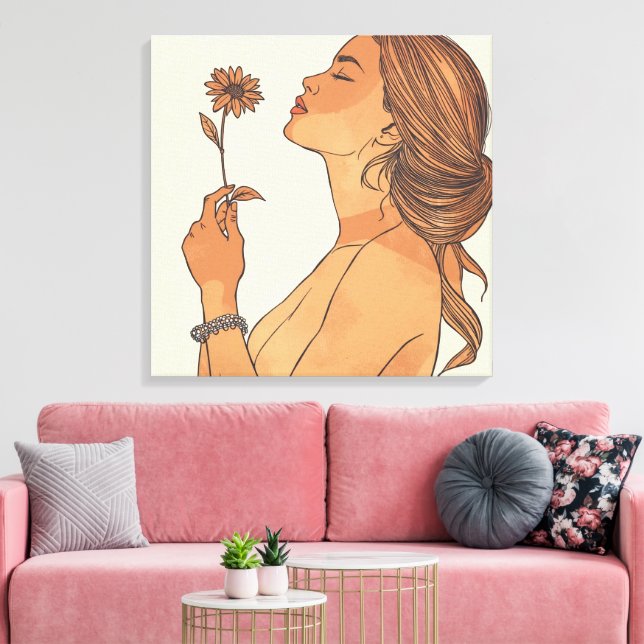 Feminint minimalistiskt canvastryck (Insitu (Vardagsrum))