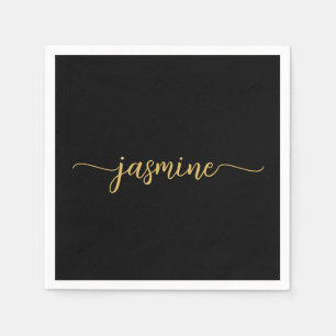 Feminint Minimalistiskt Enkelt Svart Guld Monogram Pappersservett