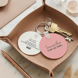 Feminint minimalistiskt nyckelband Ros beige Nyckelring