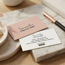 Feminint minimalistiskt visitkort | Ros beige