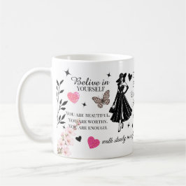 Feminint motivationscitatdesign kaffemugg
