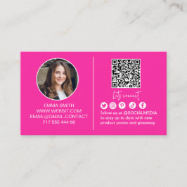 Feminint Rosa Anslut till Oss Qr-kod Foto Affär Visitkort