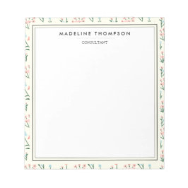 Feminint Rosa Blå Blommönster Anteckningsblock