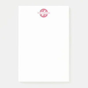 Feminint Rosa Cirkulärt Namn Minimalt Företagsmono Post-it Block