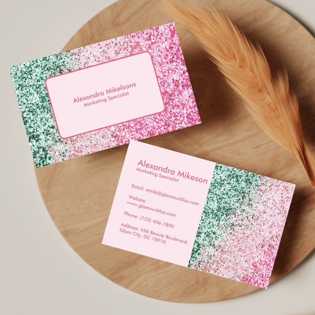 Feminint Rosa Glitter-företag Visitkort (Skapare uppladdad)
