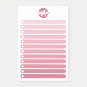 Feminint rosa gradientmonogram att göra-lista post-it block